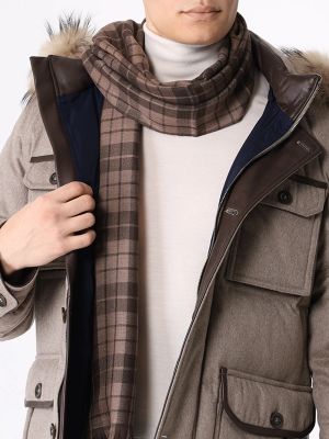 Кашемировый шарф Cesare Attolini коричневый