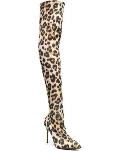 Botas altas con estampado leopardo Moschino dorado