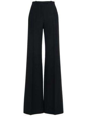 Vlněné kalhoty s vysokým pasem Loro Piana černé