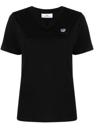 Bavlnené tričko s výšivkou Chiara Ferragni čierna