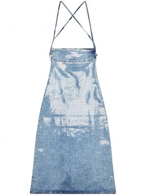 Džínové šaty s oděrkami Diesel modré