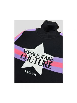 Jersey cuello alto de tela jersey de estrellas Versace Jeans Couture negro