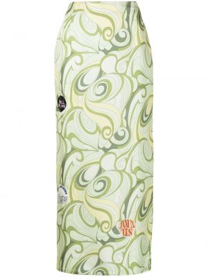 Falda midi con estampado abstracto Raf Simons verde