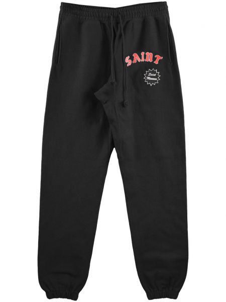 Spodnie sportowe bawełniane z nadrukiem Saint Mxxxxxx czarne