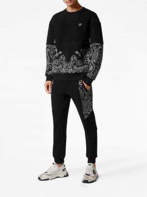 Bluza bawełniana z nadrukiem z wzorem paisley Philipp Plein czarna