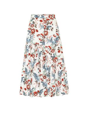 Pamučna midi suknja s cvjetnim printom Erdem bijela