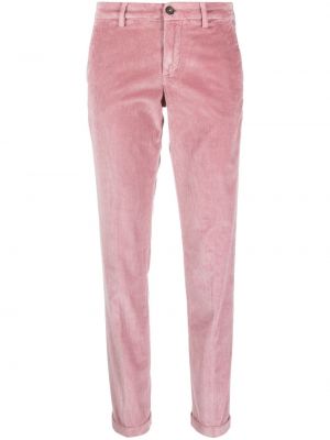 Slim fit manšestrové kalhoty Fay růžové