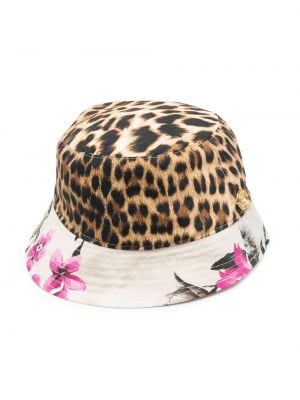 Leopard trykt solhatt for jenter Roberto Cavalli Junior svart