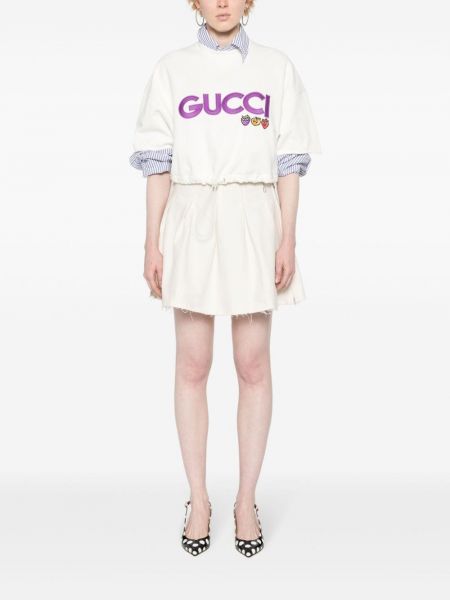 Tričko s výšivkou jersey Gucci bílé