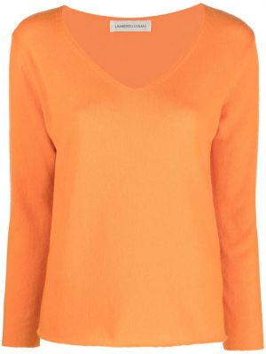 Кашмирен пуловер с v-образно деколте Lamberto Losani оранжево