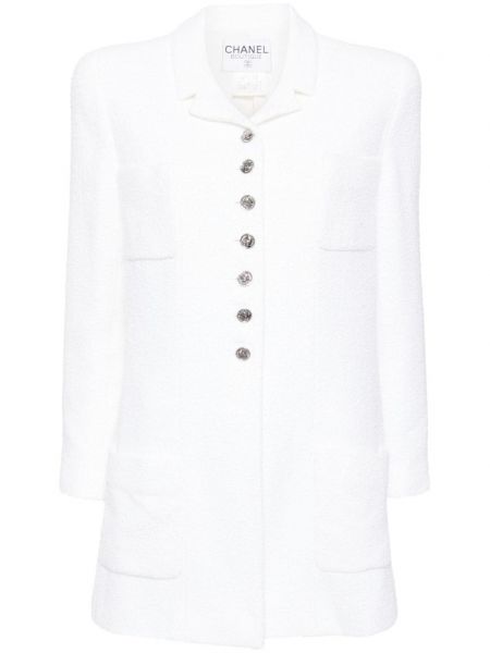 Дълго палто от туид Chanel Pre-owned бяло