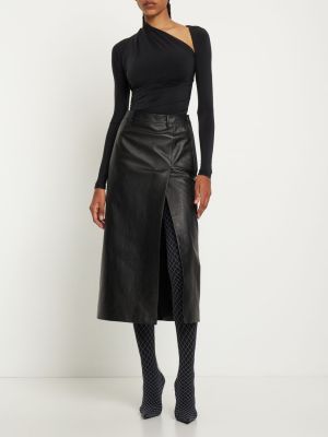 Falda de cuero Balenciaga negro