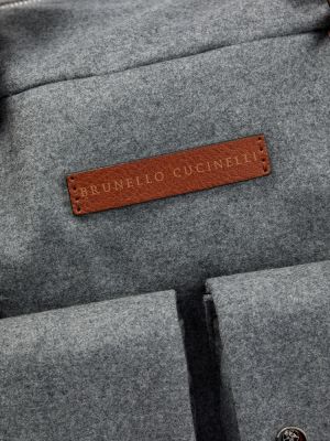 Kožená cestovní taška Brunello Cucinelli šedá