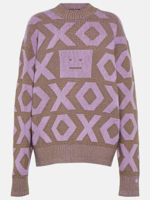 Bavlněný vlněný svetr Acne Studios fialový