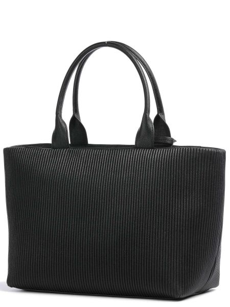 Кожаная сумка шоппер из искусственной кожи Dkny черная