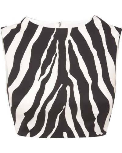 Crop top bez rukávov so vzorom zebry Dolce & Gabbana čierna