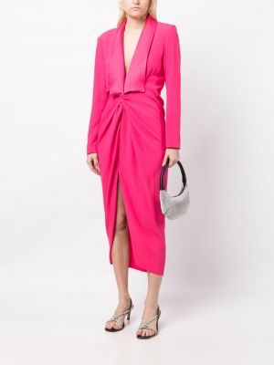 Růžové drapované saténové midi šaty Paule Ka