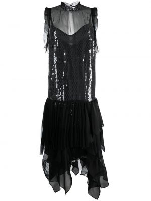 Asimetrična midi haljina Sacai crna