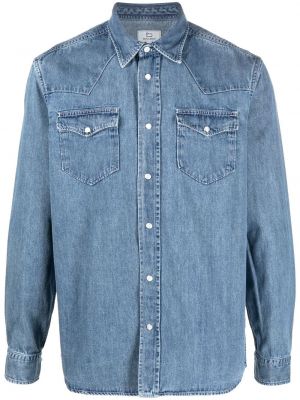 Džinsiniai marškiniai su kišenėmis Woolrich mėlyna