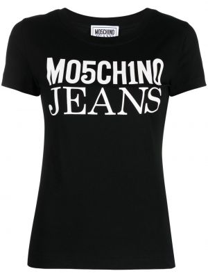 Koszulka bawełniana z nadrukiem Moschino Jeans czarna