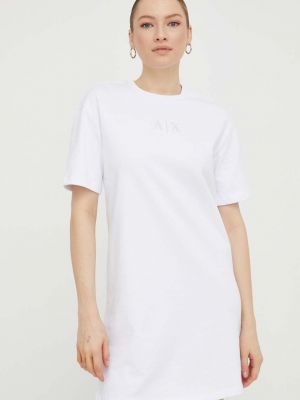 Памучна мини рокля Armani Exchange бяло