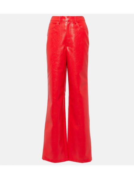 Pantalones rectos de cuero de cuero sintético Rotate rojo