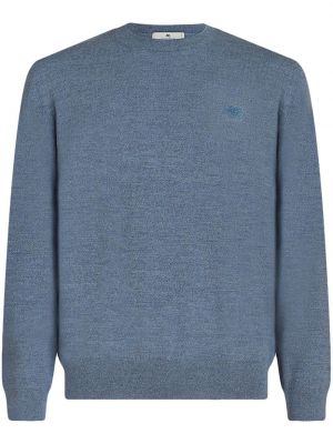 Vlnený sveter s výšivkou Etro modrá
