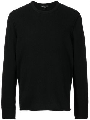 Кашмирен пуловер с кръгло деколте James Perse черно