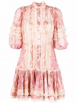 Mini vestido de flores con estampado Zimmermann rosa