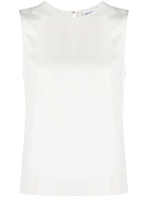Bluză fără mâneci cu decolteu rotund Calvin Klein alb