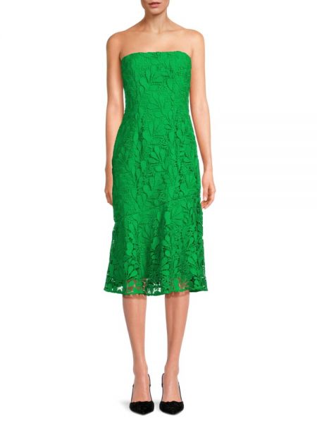 Кружевное однотонное платье миди Amur зеленое