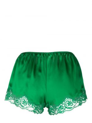 Jedwabne szorty z perełkami Gilda & Pearl zielone