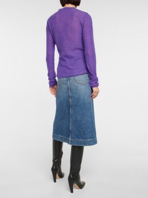 Вълнен пуловер от мохер Victoria Beckham виолетово