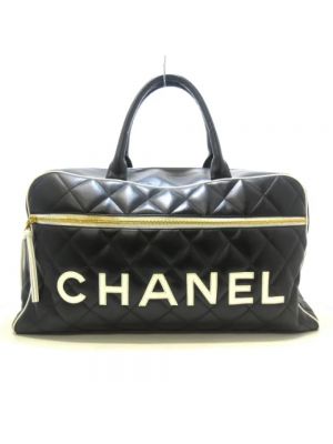 Torba podróżna skórzana Chanel Vintage czarna