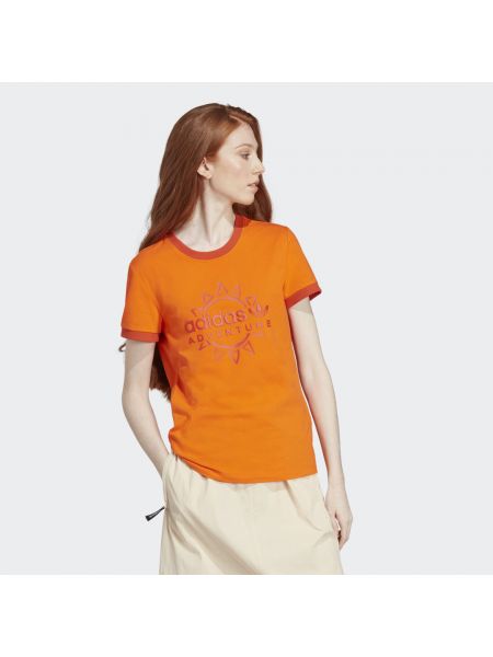 Koszulka slim fit Adidas pomarańczowa