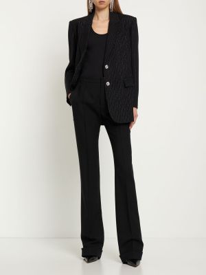 Oversized volneni blazer s črtami Alessandra Rich črna