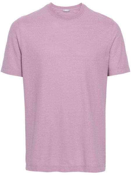Bavlněné tričko s kulatým výstřihem Zanone fialové