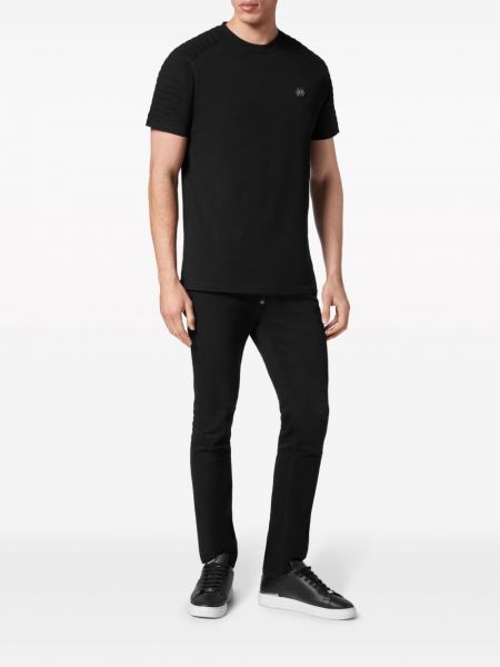Prošívané bavlněné tričko Philipp Plein černé
