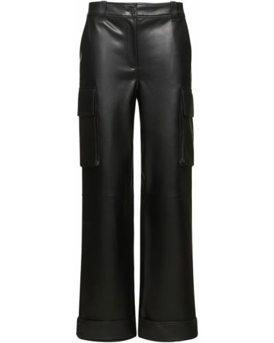 Pantaloni cargo din piele din piele ecologică Stand Studio negru