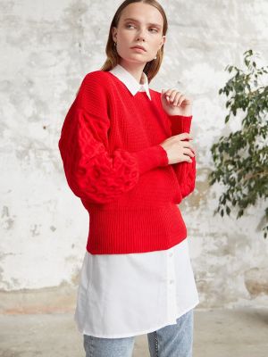 Džemperis ar platām piedurknēm Instyle sarkans