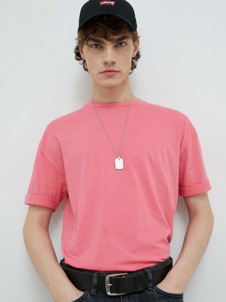 Bavlněné tričko Drykorn růžové