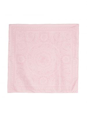 Копринен шал с принт Versace розово