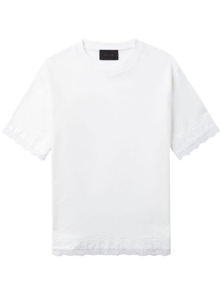 Mežģīņu kokvilnas t-krekls Simone Rocha balts