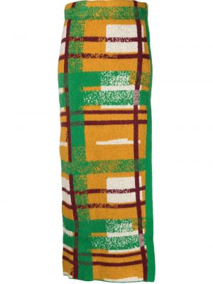 Kostkované slim fit vlněné pletená sukně Simon Miller - zelená