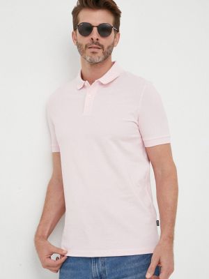 Памучна тениска с дълъг ръкав Boss розово