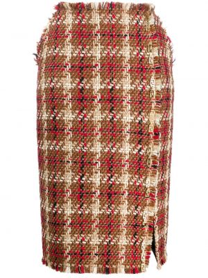 Falda de tubo ajustada de tweed Versace marrón