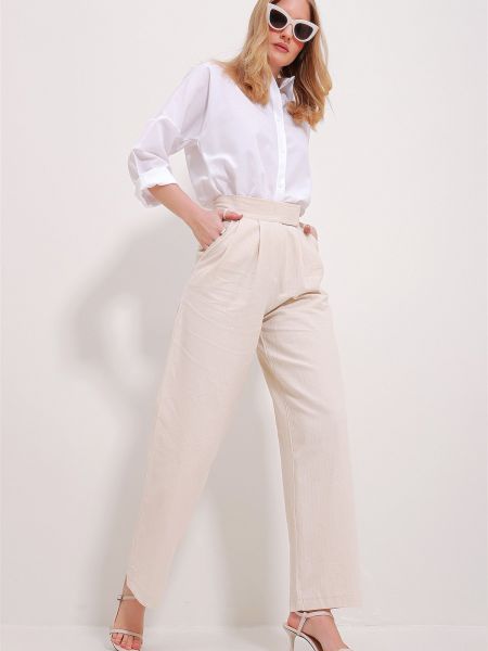 Παντελόνι με μοτίβο ψαροκόκαλο Trend Alaçatı Stili