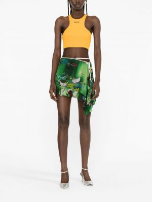 Drapované mini sukně s potiskem Cormio zelené