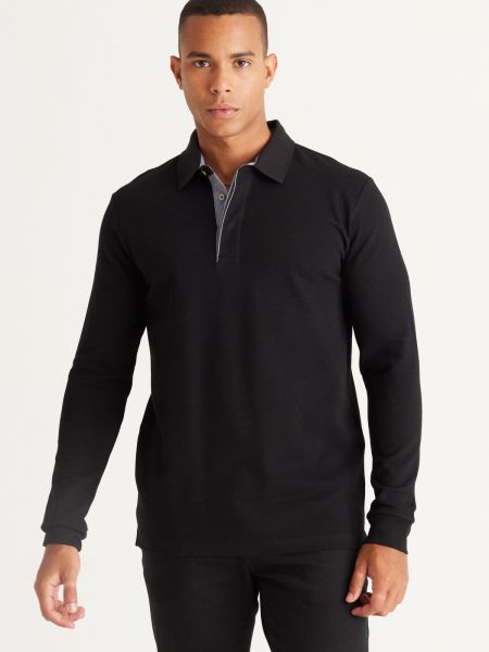 Βαμβακερή μπλούζα σε στενή γραμμή Altinyildiz Classics μαύρο