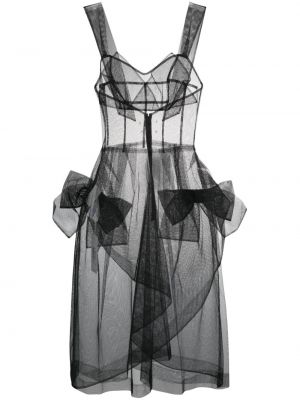 Μίντι φόρεμα με φιόγκο από τούλι Maison Margiela μαύρο